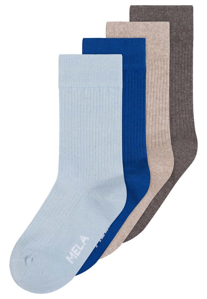 MELA Socken Unisex Gerippte Socken 4 Paare Ohne Polyester & Polyamid. Das Elasthan ist komplett abbaubar. von MELA