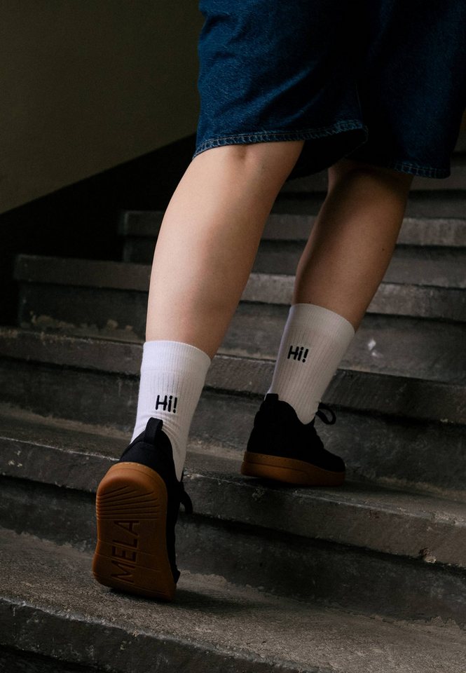 MELA Socken Unisex Gerippte Socken Stickerei 1er Pack Ohne Polyester & Polyamid. Das Elasthan ist komplett abbaubar. von MELA