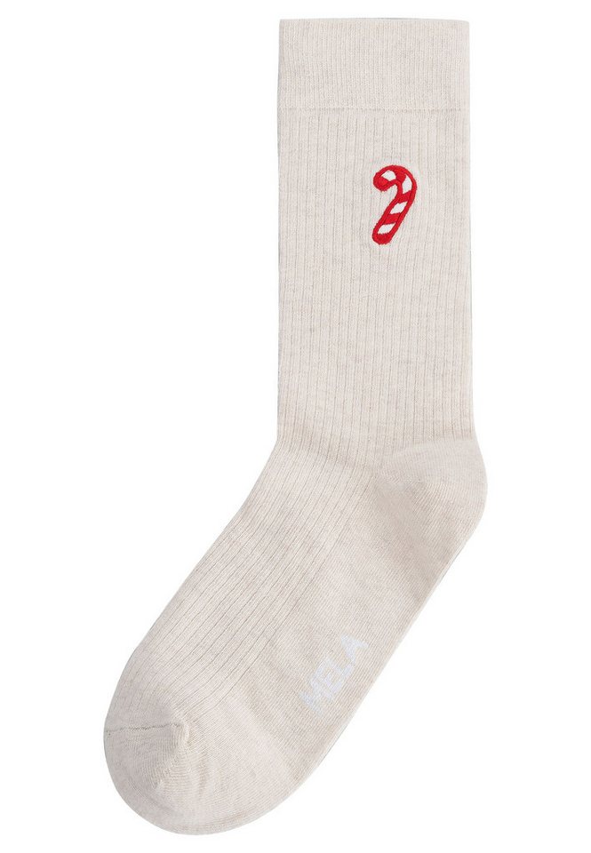 MELA Socken Unisex Gerippte Socken Stickerei 1er Pack Ohne Polyester & Polyamid. Das Elasthan ist komplett abbaubar. von MELA