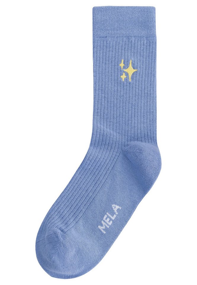 MELA Socken Unisex Gerippte Socken Stickerei 1er Pack Ohne Polyester & Polyamid. Das Elasthan ist komplett abbaubar. von MELA