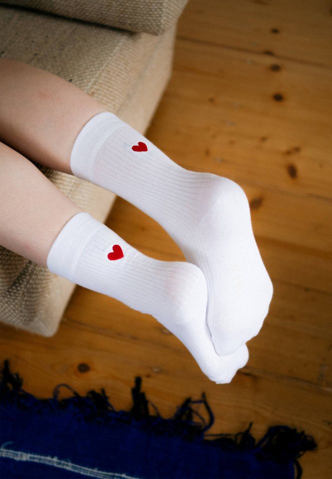 MELA Socken Unisex Gerippte Socken Stickerei 1er Pack Ohne Polyester & Polyamid. Das Elasthan ist komplett abbaubar. von MELA