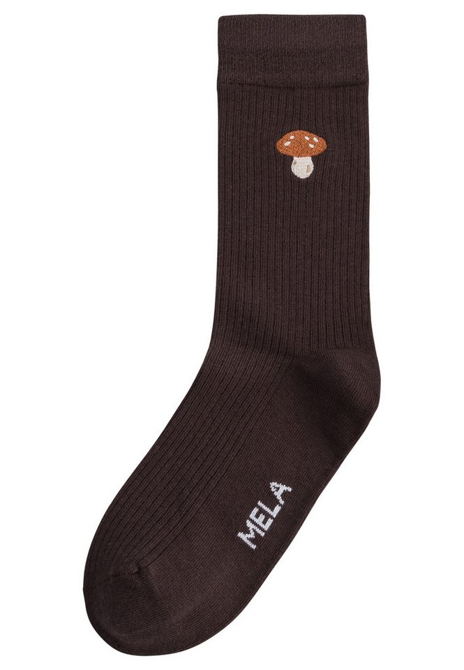 MELA Socken Unisex Gerippte Socken Stickerei 1er Pack Ohne Polyester & Polyamid. Das Elasthan ist komplett abbaubar. von MELA