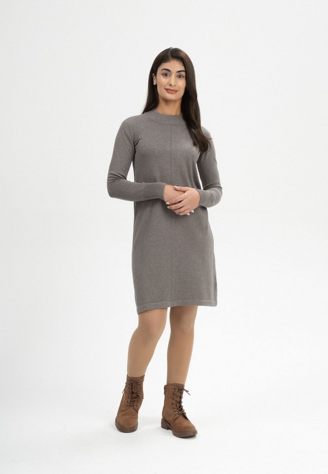 MELA Strickkleid Damen Basic Feinstrick Kleid HARLEEN Fein gerippter Kragen von MELA