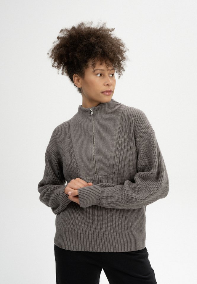 MELA Strickpullover Rippstrick Troyer Style KIMAYA Gerippter Kragen, Saum und gerippte Bündchen von MELA