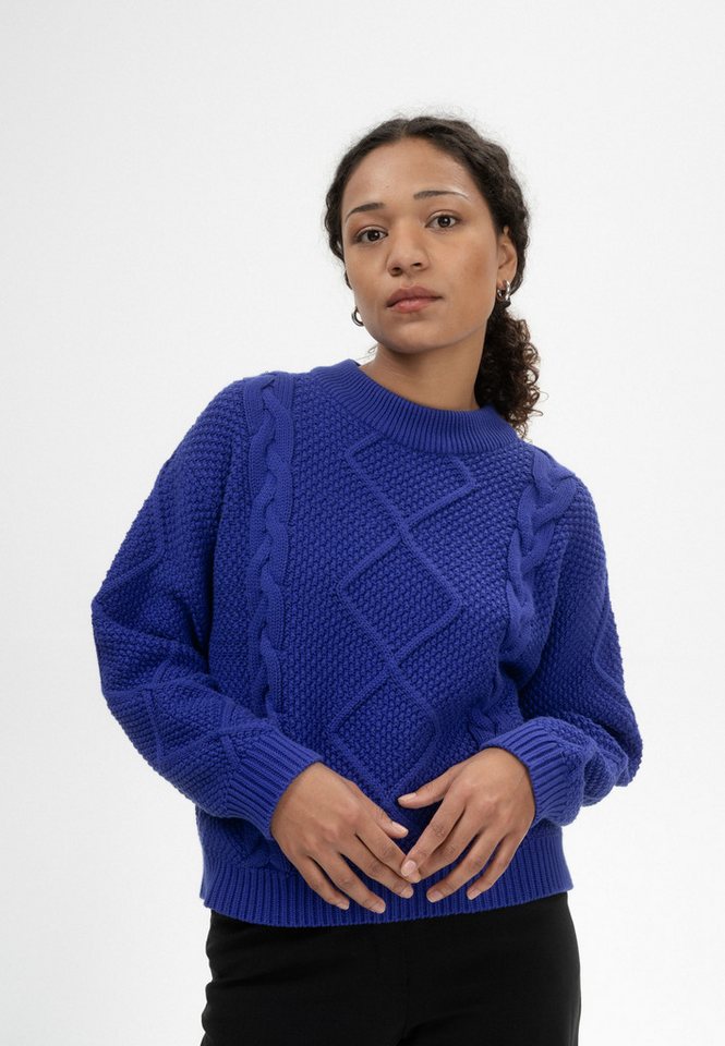 MELA Strickpullover Damen Zopfmuster Strickpullover SAMAIRA Gerippter Kragen, Saum und gerippte Bündchen von MELA