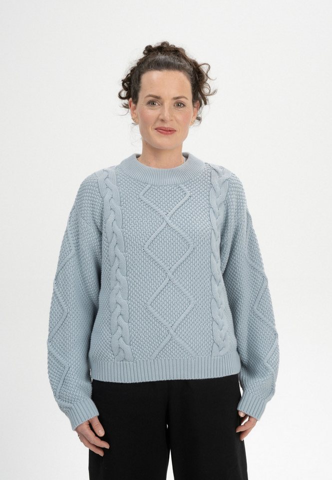 MELA Strickpullover Damen Zopfmuster Strickpullover SAMAIRA Gerippter Kragen, Saum und gerippte Bündchen von MELA
