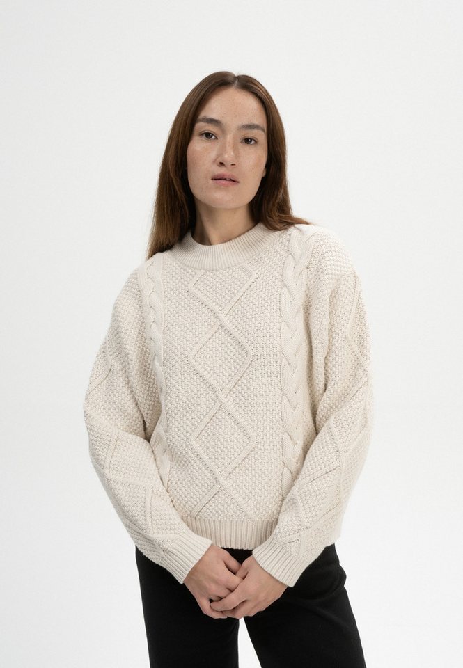 MELA Strickpullover Damen Zopfmuster Strickpullover SAMAIRA Gerippter Kragen, Saum und gerippte Bündchen von MELA