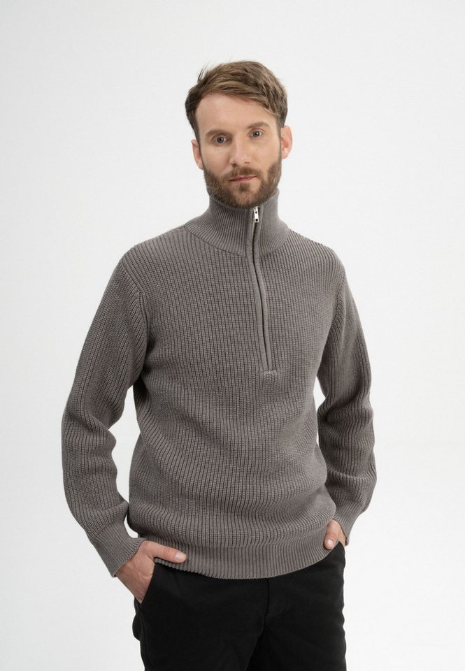 MELA Strickpullover Herren Rippstrick Troyer UDAI Rippbündchen von MELA