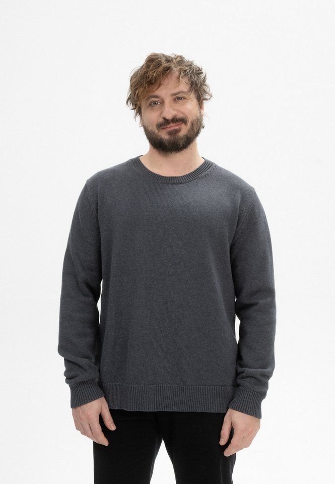 MELA Strickpullover Herren Strickpullover CHARUN Gerippter Kragen, Saum und gerippte Bündchen von MELA
