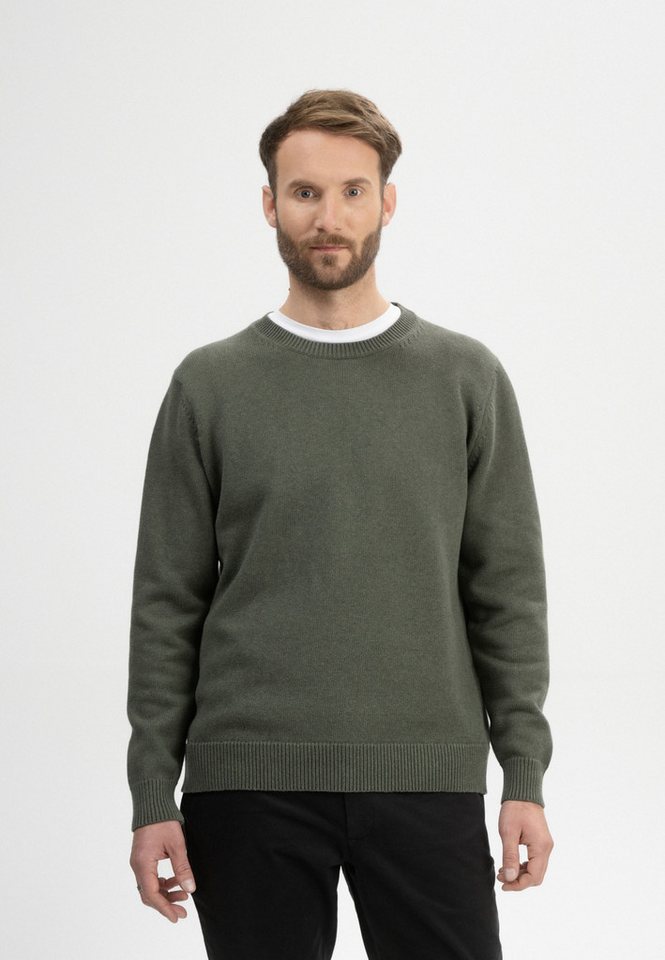 MELA Strickpullover Herren Strickpullover CHARUN Gerippter Kragen, Saum und gerippte Bündchen von MELA