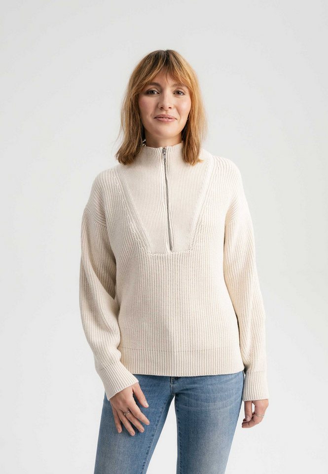 MELA Strickpullover Damen Rippstrick Troyer KIMAYA clean von MELA