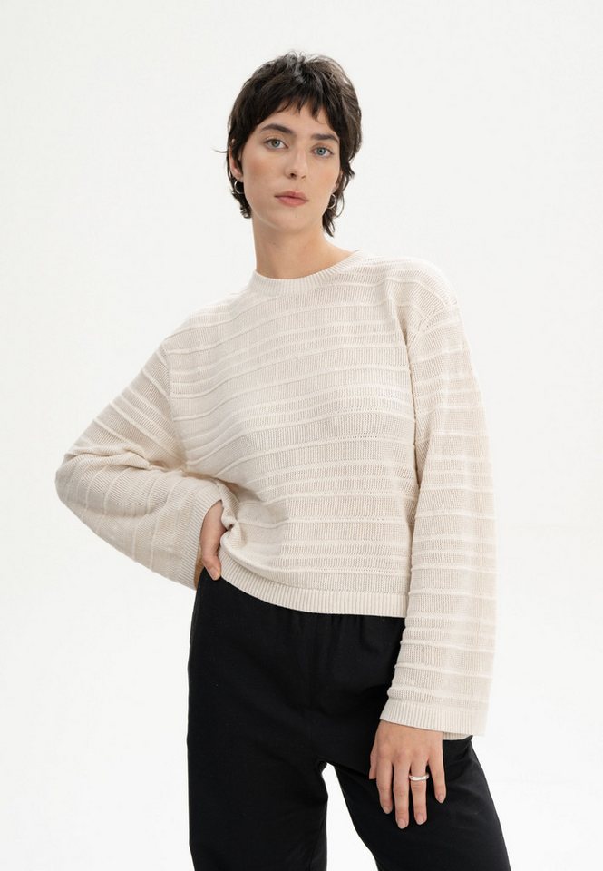 MELA Strickpullover Strukturierter Strickpullover JALIDI Weite Ärmel von MELA