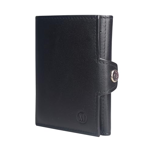 MELANCO Slim Wallet mit Münzfach - Mini Geldbörse Herren & Damen - Geldbeutel mini - Portemonnaie - Portmonee - Brieftasche - Kreditkartenetui - Kartenetui Leder (Nappaleder Schwarz) von MELANCO