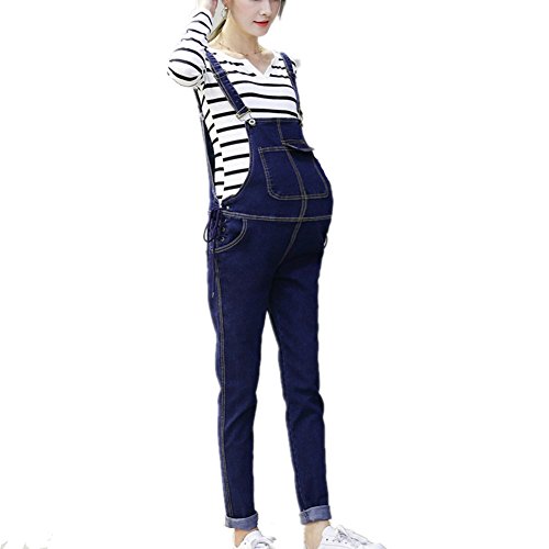 MELARIO Damen Umstandshose Trägerhose Jeans (EU S=Asien L) von MELARIO