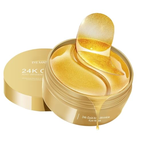 Augenpads, Eye Pads Gegen Augenringe Entfernen Augenmaske Eye Patches Männer Hyaluron Kollagen Feuchtigkeit Spendende für Puffiness Feine Linien Tränensäcke Gold Maske Eye Treatment Gelbe Eye Mask von MELARQT