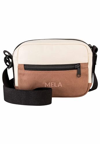 MELA - kleine Umhängetasche PATNI | Nachhaltig mit Fairtrade Cotton, GOTS & Grüner Knopf Zertifizierung, Farbe:nougat/ecru, Größe:1.8 Liter von MELAWEAR