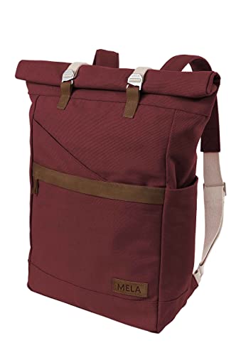 MELAWEAR Ansvar I Rucksack Roll Top aus Bio Baumwoll Canvas - Hochwertiger Damen & Herren Vintage Tagesrucksack aus 100% nachhaltigen Materialien - GOTS & Fairtrade, Farbe:burgunderrot von MELAWEAR