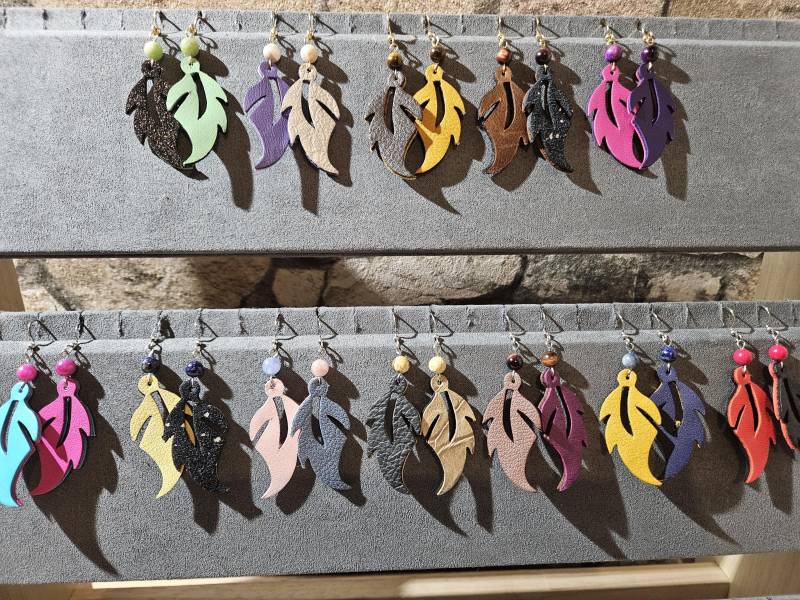 Zweifarbige Leder-"Feder"-Ohrringe Zweifarbige Leder-"Feder"-Ohrringe von MELCUIR