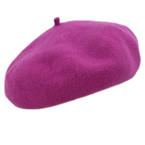 Melegari Baskenmütze für Damen | 100% Wolle | Margie Beret | Made in EU, Fuchsia 440, One size von Melegari