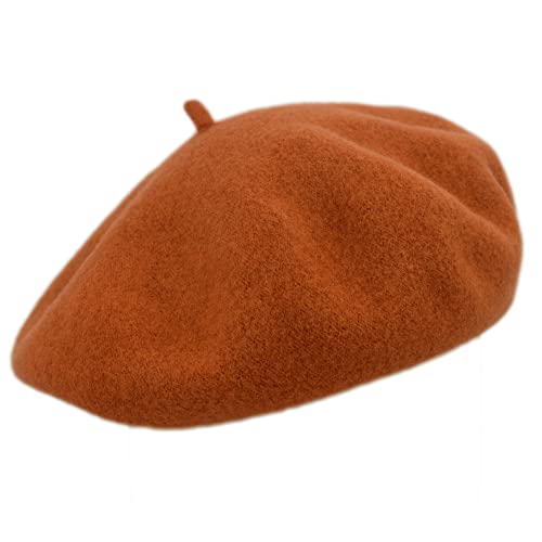 Melegari Baskenmütze für Damen | 100% Wolle | Margie Beret | Made in EU, Orange 787, One size von Melegari