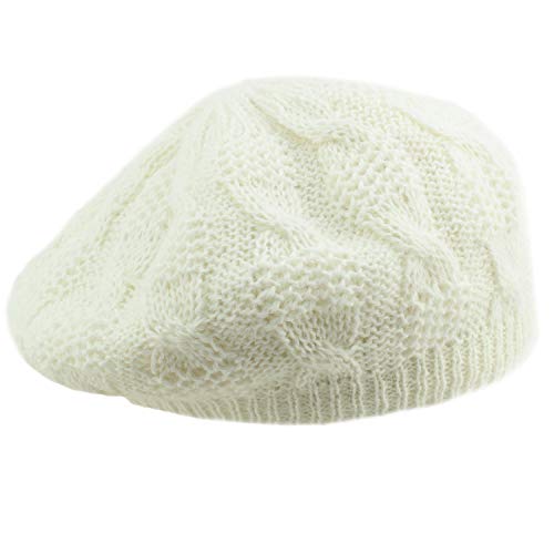 Melegari Baskenmütze aus Angorawolle, mit Innenfutter, hergestellt in Italien, Frau/Mädchen, Herbst/Winter (weiß) von Melegari