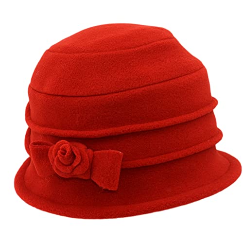 MELEGARI Damenhut Cloche Nestina | Fleece Polar Fleece | Tasche | Made in Italy, rot, One size von Melegari