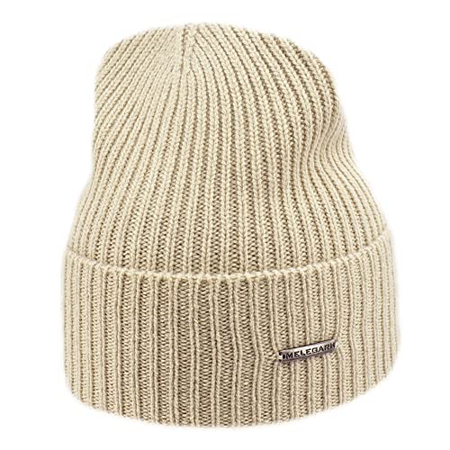 MELEGARI Mütze Beanie Cortina | Wolle und Kaschmir | Made in Italy | Unisex, beige, One size von MELEGARI