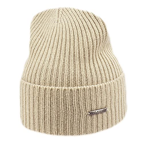 MELEGARI Mütze Beanie Cortina | Wolle und Kaschmir | Made in Italy | Unisex, beige, Taglia unica-XL von Melegari
