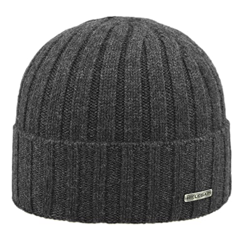 MELEGARI Mütze Beanie Trento | 100% Kaschmir | Made in Italy | Unisex, dunkelgrau, One size von MELEGARI