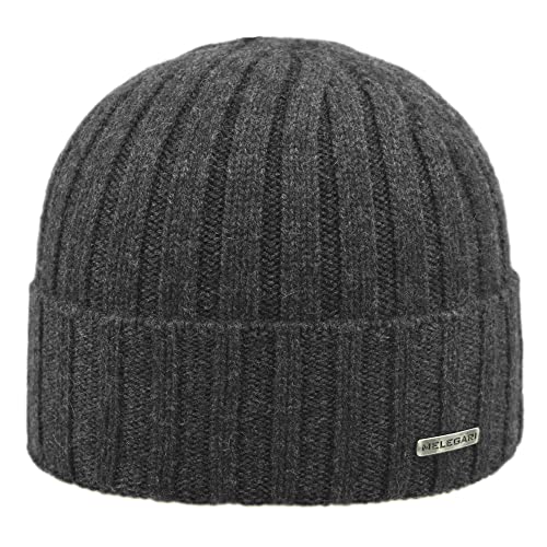 MELEGARI Mütze Beanie Trento | 100% Kaschmir | Made in Italy | Unisex, dunkelgrau, One size von Melegari