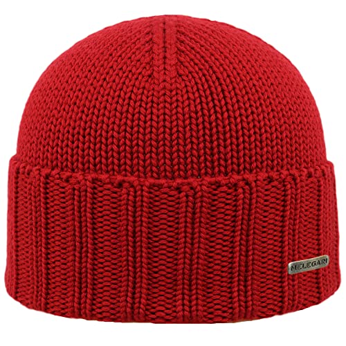 MELEGARI Mütze mit hohem Rand | Beanie Varese | reine Merinowolle | Made in Italy, rot von Melegari