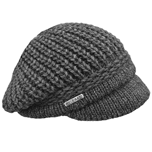 MELEGARI Strickmütze mit Visier | Brenta Peak Hat | Alpaca-Wolle | Made in Italy | Damen/Mädchen | Herbst/Winter, dunkelgrau, One size von Melegari