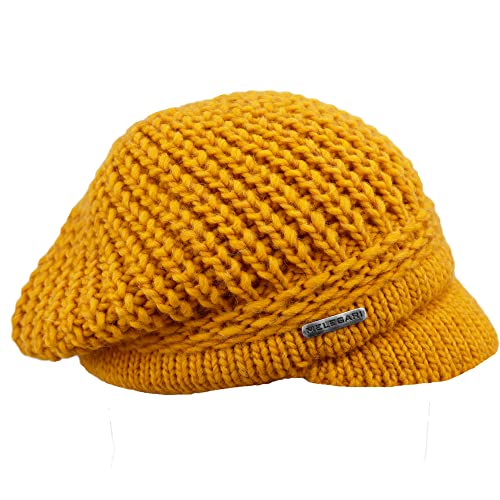 MELEGARI Strickmütze mit Visier | Brenta Peak Hat | Alpaca-Wolle | Made in Italy | Damen/Mädchen | Herbst/Winter, gelb, One size von Melegari