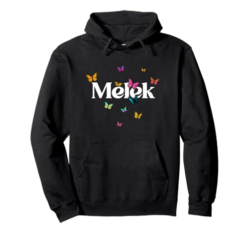 Melek - Schöner Mädchen Name mit bunten Schmetterlingen Pullover Hoodie von MELEK Tochter Enkel Geburtstag Geschenkideen