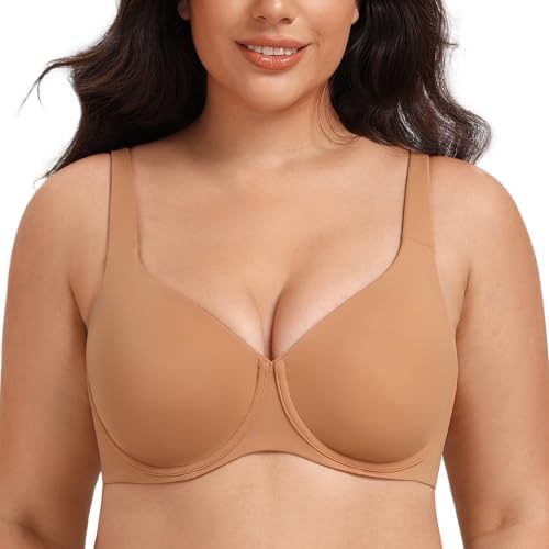 MELENECA Damen BH Verkleinerer in Große Größen mit Bügel, Vollabdeckung, ohne Futter und Nahtlose Becher Taupe 95F von MELENECA