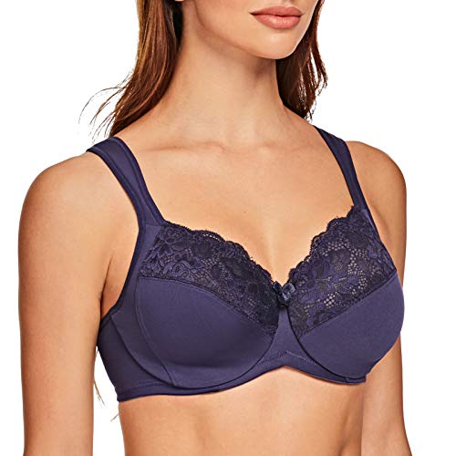 MELENECA Damen BH mit Bügel Spitze Klassischer Große Größen Minimizer BH Blue 105F von MELENECA