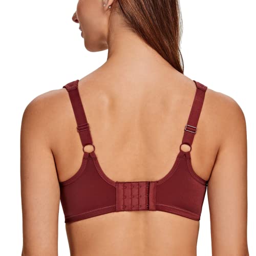 MELENECA Damen BH mit Bügel Spitze Klassischer Große Größen Minimizer BH Cabernet Rot 80F von MELENECA