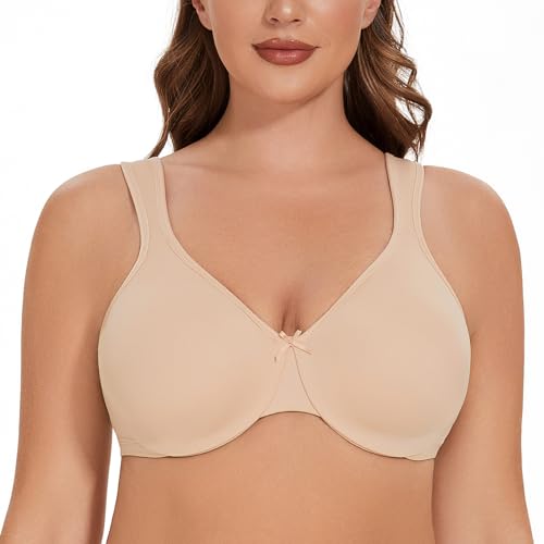 MELENECA Damen-Minimizer-BH in Übergröße, vollständig bedeckend, nahtlos, Nicht gepolstert Beige 70G von MELENECA