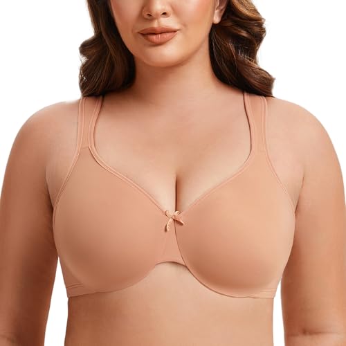 MELENECA Damen Minimizer-BH für große Brüste mit Bügel, Große Größen, Vollabdeckung und Spitze Cappuccino 85C von MELENECA