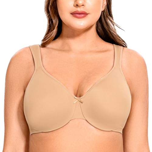 MELENECA Damen Minimizer-BH für große Brüste mit Bügel, Große Größen, Vollabdeckung und Spitze Mandel 80C von MELENECA