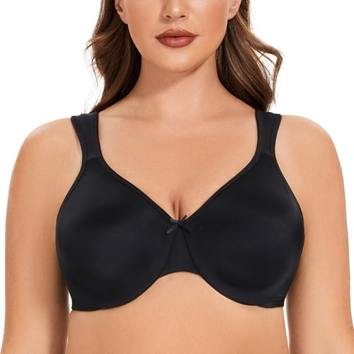 MELENECA Damen Minimizer-BH für große Brüste mit Bügel, Große Größen, Vollabdeckung und Spitze Schwarz 100E von MELENECA