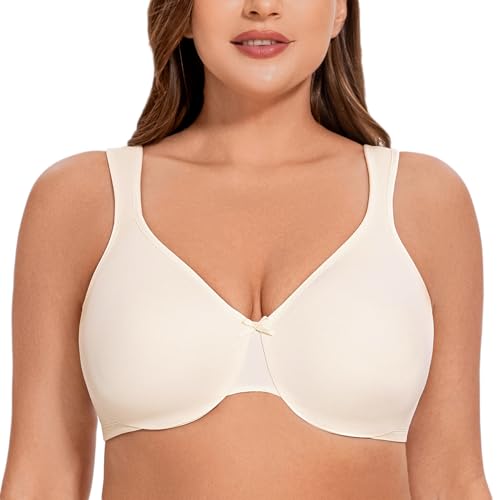 MELENECA Damen Minimizer-BH für große Brüste mit Bügel, Große Größen, Vollabdeckung und Spitze gebrochenes weiß 85C von MELENECA