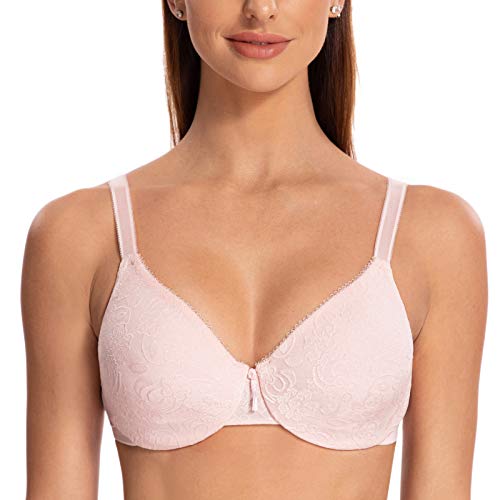 MELENECA Damen Minimizer BH mit Bügel Spitze Klassischer Verstellbare Riemen Große Größen BH Rosa 75F von MELENECA