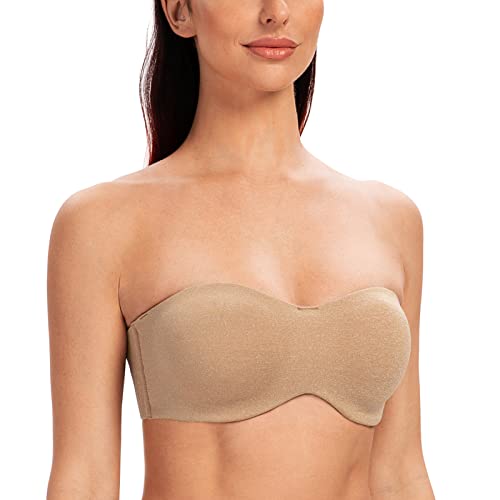 MELENECA Damen Minimizer Trägerloser BH mit Bügel mit Unsichtbar BH-Träger Beige Heide 100D von MELENECA