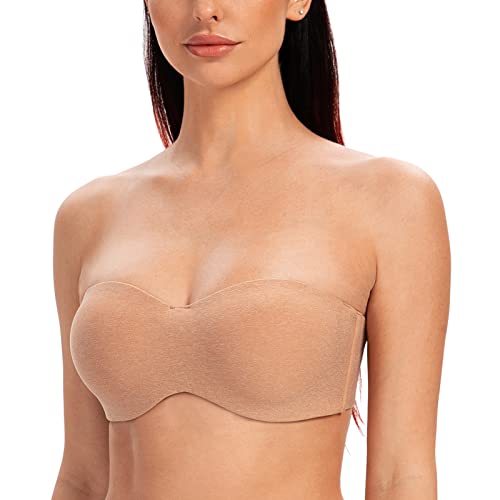 MELENECA Damen Minimizer Trägerloser BH mit Bügel mit Unsichtbar BH-Träger Cappuccino Heide 75B von MELENECA