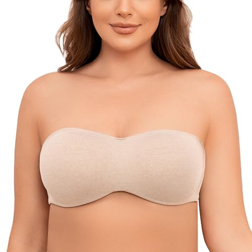 MELENECA Damen Minimizer Trägerloser BH mit Bügel mit Unsichtbar BH-Träger Hell Beige Heide 75C MELENECA Damen Minimizer Trägerloser BH mit Bügel mit Unsichtbar BH-Träger Hell Beige Heide 75C von MELENECA