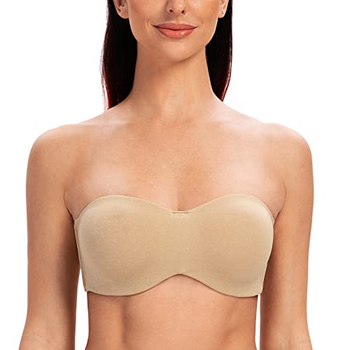 MELENECA Damen Minimizer Trägerloser BH mit Bügel mit Unsichtbar BH-Träger Mandel Heide 85G von MELENECA