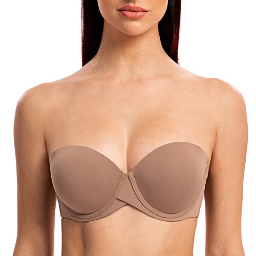 MELENECA Damen Push-Up Trägerlos BH - Bügel BH mit geformte Cups Brown 70G von MELENECA
