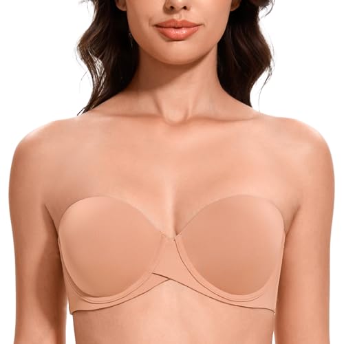 MELENECA Damen Push-Up Trägerlos BH - Bügel BH mit geformte Cups Cappuccino 95C von MELENECA