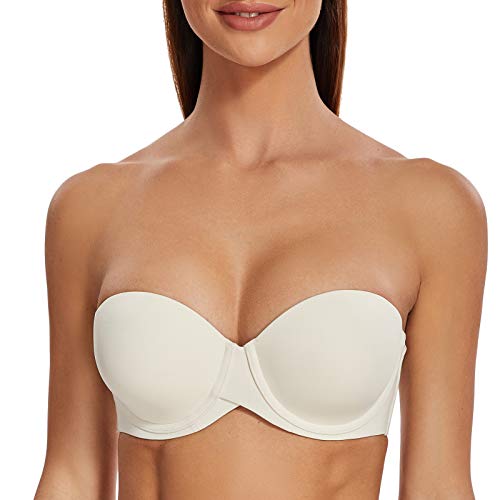 MELENECA Damen Push-Up Trägerlos BH - Bügel BH mit geformte Cups gebrochenes weiß 80A von MELENECA